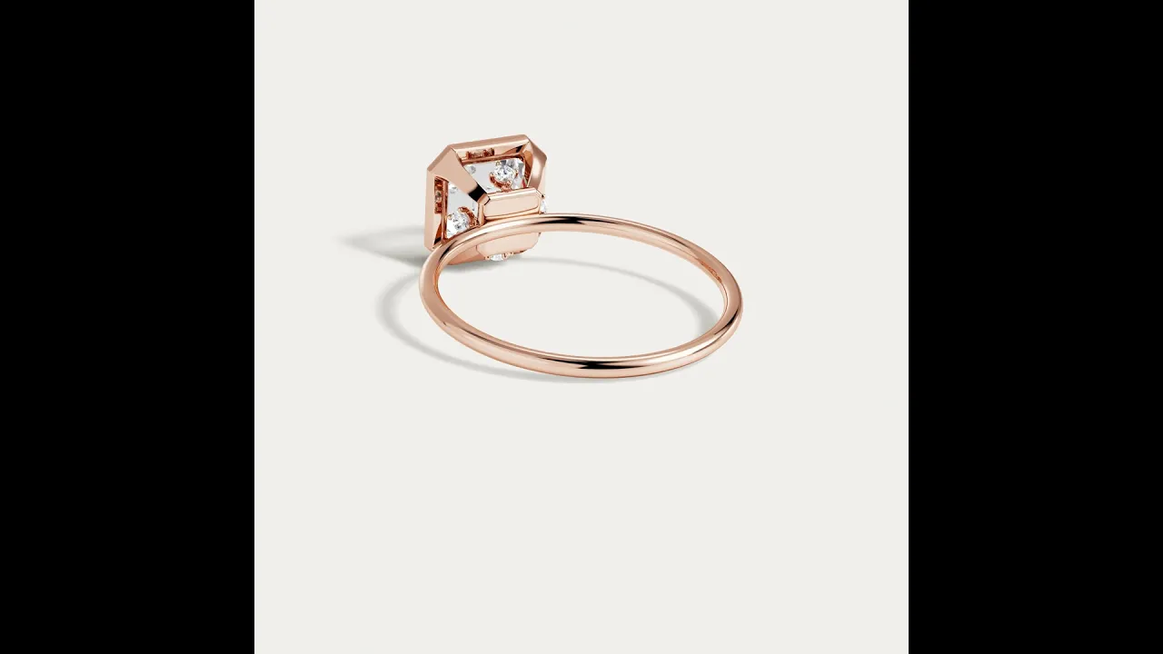 Loretta丨Asscher Moissanite Hidden Accent Engagement Ring