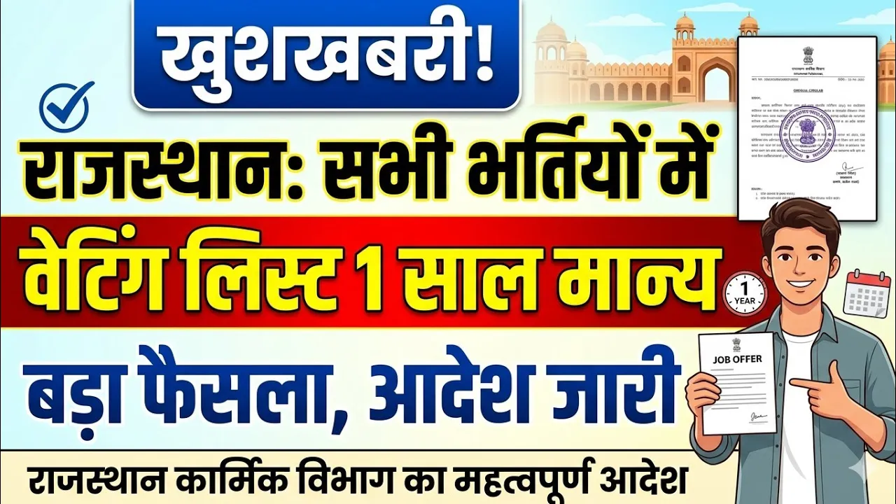 Rajasthan Waiting list new Rules 2026| सभी भर्तियों में अब वेटिंग लिस्ट 1 साल तक मान्य