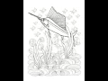 FASCINATING SEA ANIMALS Coloring Book for Adults Illustration