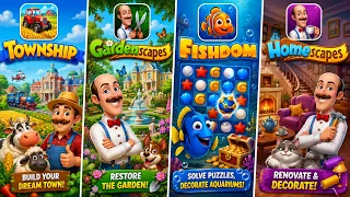 The Best Playrix Games: Township, Gardenscapes, Fishdom, Homescapes iOS/Android Gameplay