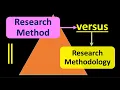Lecture-6 Research Method vs Research Methodology Method vs Methodology