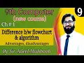 Difference between flowchart and algorithm 9th computer new book chapter 1