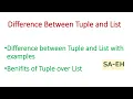 Difference Between Tuple and List in Python Tuple vs List CBSE Benefits of Tuple over List