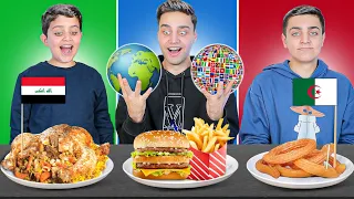تحدي الأكل على حسب الدولة زلابية و مندي و برجر الجزء 4 