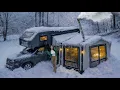 Lagu CAMPING IN THE HEAVY SNOW IN A LUXURY CAMPER VAN WITH AN INFLATABLE HOT TENT 🚗
