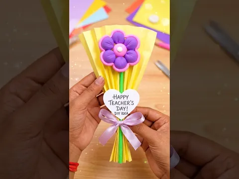 Easy & Beautiful DIY Teacher’s Day Gift 🌷 | Handmade Flower Bouquet 💜 Teacher’s Day Special #Shorts