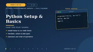 Python Full Course for Beginners Part 1 Setup Basics