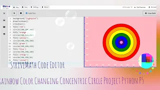 Rainbow Concentric Circles P5 Python Moving Circles with Cursor Interaction - Beginner Coding Ideas