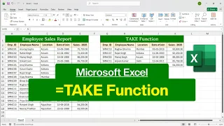 MS Excel - TAKE Function TAKE Formula in Excel