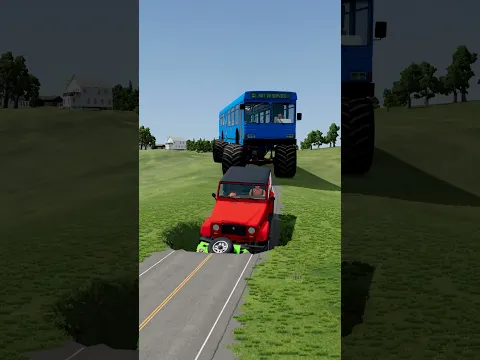 Monster Bus vs Big Pothole - BeamNG.Drive