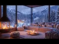 Warm Winter Cabin Ambience ❄️ Smooth Piano Jazz Music \u0026 Crackling Fireplace for Peaceful Sleep