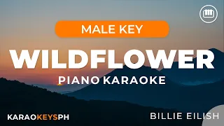 Wildflower Billie Eilish Male Key Piano Karaoke 