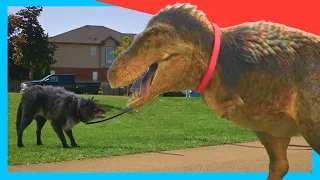 🦖 Walking a T-Rex Like a Dog Goes WRONG! 😱 | Dinosaurs for Kids @DinoKids