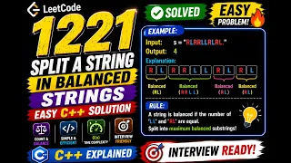 LeetCode 1221 Split a String in Balanced Strings Easy Greedy C Solution Explanation