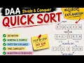 Quick Sort in DAA Divide Conquer Explanation Problems Kannada English