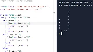 PYTHON PATTERN PROGRAM PRINT STAR IN LETTER J PATTERN