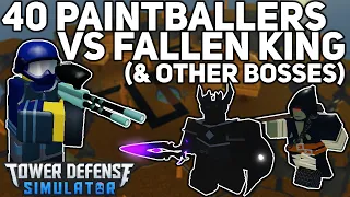 40 paintballers vs fallen king u0026 other bosses tower defense simulator