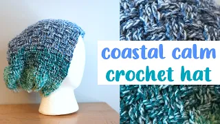 Quick & EASY Basketweave Stitch Hat (Coastal Calm Crochet Hat)