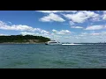 The MBTA ferry arrives from Logan Airport June 14th 2018 Hull Massachusetts