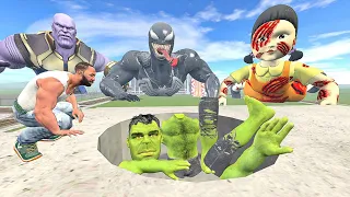 Franklin Found Missing Hulk Body Parts Attacked by Venom Vs Squid Doll in Indian Bike Driving 3D