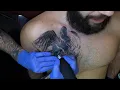 Tattooing A Heart Raven Chest Piece