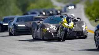 Suzuki TL1000R vs Ferrari P4/5 Competizione, Bugatti Centodieci, Monstar Batmobile at Old SPA