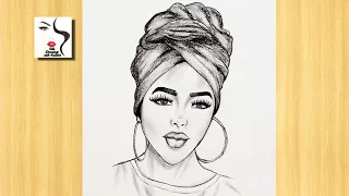 رسم بورتريه فتاة افريقية خطوة بخطوة How To Draw An Easy Portrait Of An African Girl رسم سهل 