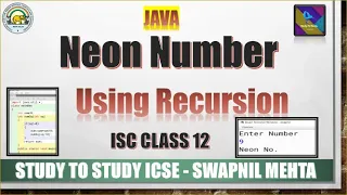 Neon Number using Recursion in Java ISC Computer