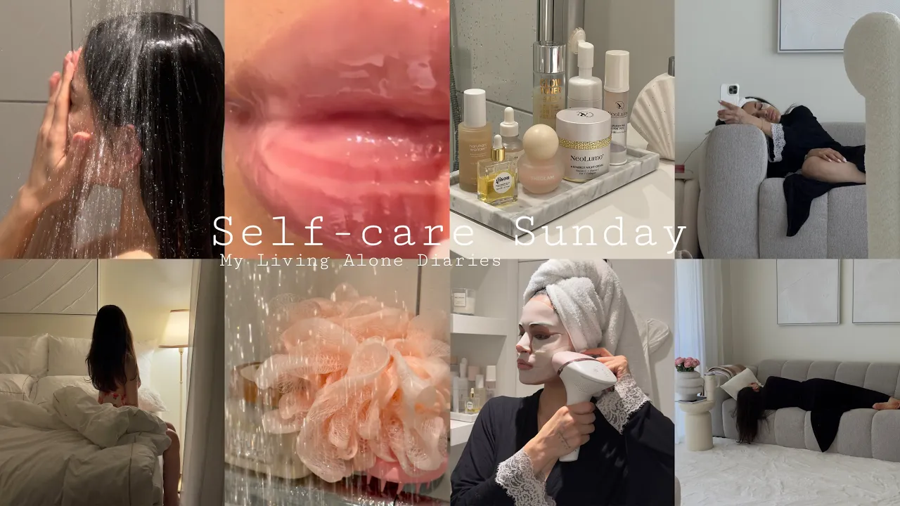 My Living Alone Diaries | Self-care Sunday, Everything shower routine, Skin care, Hair care...🤍🫧🎀