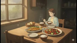 cooking through the rain a cozy village kitchen moment anime village life