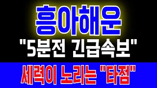 [흥아해운 주가전망] "5분전 긴급속보" 장중 급등 후 위꼬리의 진실 세력이 노리는 "타점"