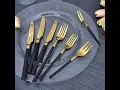 Beveled handle stainless steel cutlery set with black or white