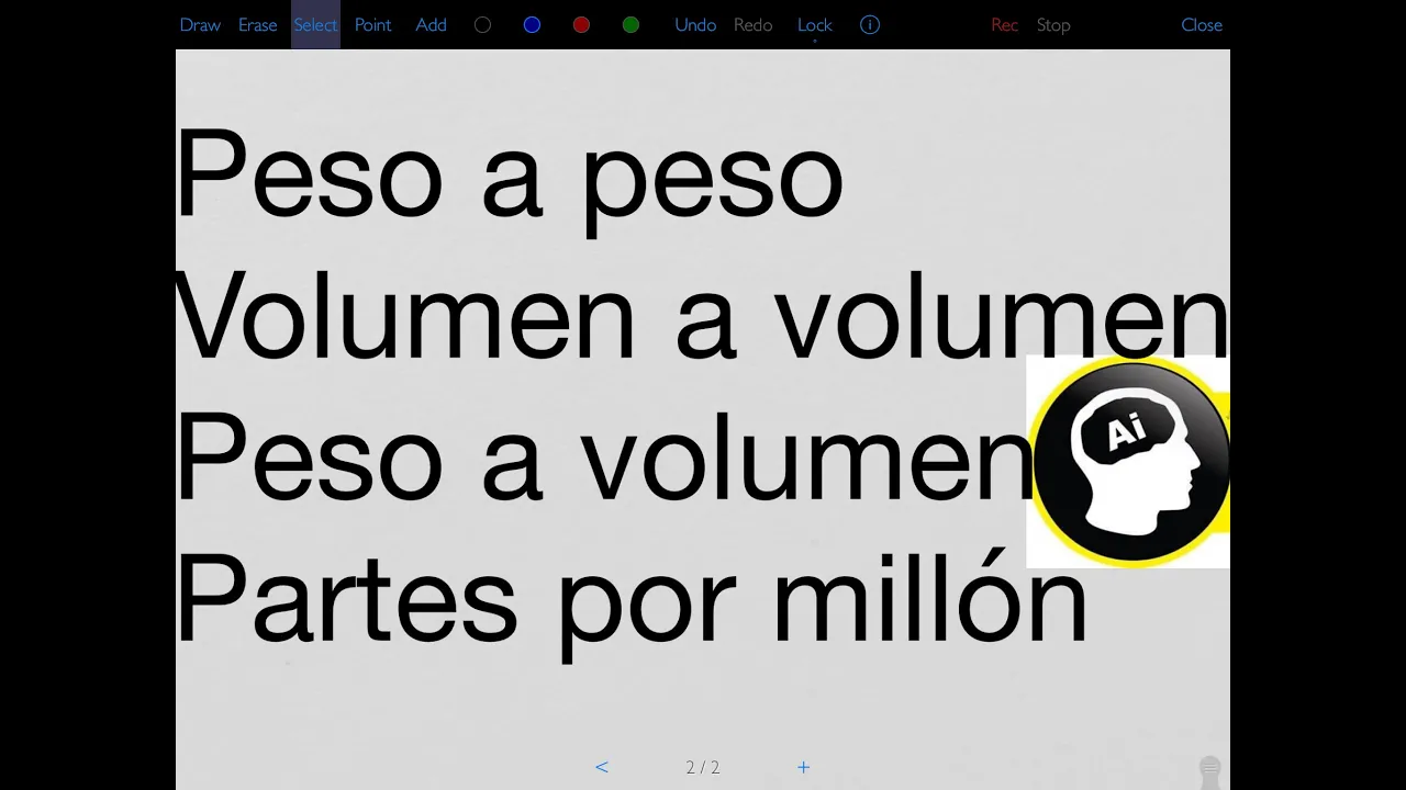 Unidades físicas de concentración, peso a peso, peso a volumen, partes por millón.