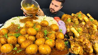 ASMR; EATING SPICY EGGS CURRY SPICY MUTTON CURRY WITH RICE EXTRA GRAVY    REAL MUKBANG NO TALKING