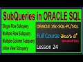 Subqueries in ORACLE - ORACLE 19C SQL Full Course in Telugu-Lesson-24