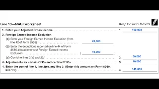 IRS Form 8960 MAGI Worksheet Walkthrough Line 13