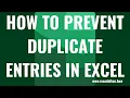 How to Prevent Duplicate Entries in Microsoft Excel