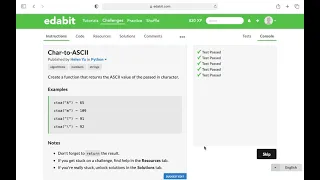 Python Function Converting Character to ASCII Value