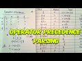 Operator Precedence Parsing in compiler design Lec-10