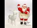 Vintage MCM Christmas Santa Claus With Reindeer Plastic Set of 2 ca 1950s - 60s