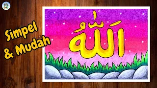 easy and good drawing of lafadz allah calligraphy with oil pastels