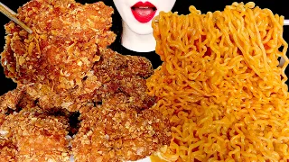 ASMR MUKBANG | 로열라면 맘스터치 갓빠삭치킨 먹방 Spicy Cream Rose Ramen, Korean Crunchy Fried Chicken Eating Sounds