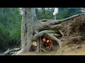 Lagu Building a Warm and Cozy Secret Shelter deep inside a great OAK tree, Clay oven. Bushcraft