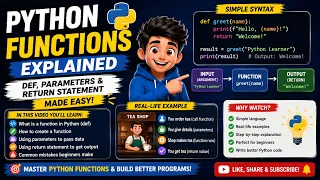 Python Functions Explained def Parameters Return Statement for Beginners