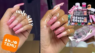 TESTING 11 TEMU NAIL KIT BEGINNER NAIL TUTORIAL glitter nails