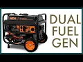 WEN DF475T Dual Fuel Portable Generator Electric Start Transfer Switch Ready 4750-Watt