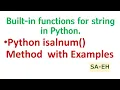 Python isalnum String isalnum in Python Built-in functions for string in Python CBSE