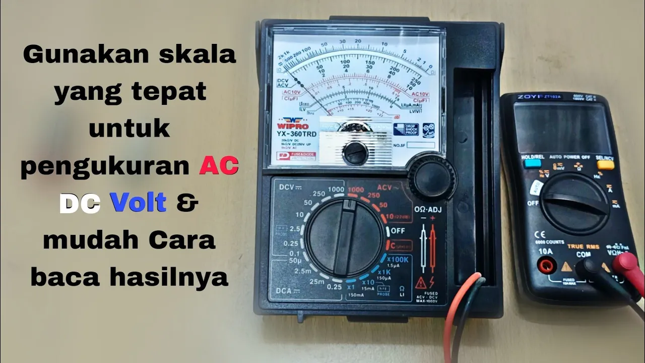 Full tutorial..! Cara mengukur AC volt dan DC volt menggunakan multitester avometer analog.