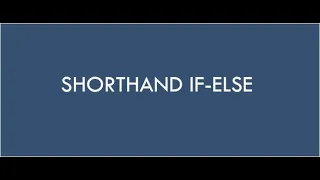 Short hand if and if else statement in python