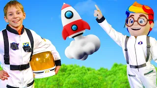 The Kids play astronauts on a rocket ship